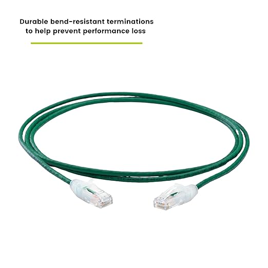 TRUECABLE Cat6 Component Rated Patch Cable, Unshielded (U/UTP), 7ft, Green, 28AWG Stranded Pure Copper, Snagless 10G High-Speed Ethernet Cable, PoE++ 4PPoE 100W, UL Listed, RoHS-3, 1 Pack