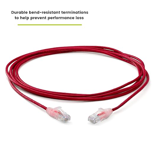TRUECABLE Cat6 Component Rated Patch Cable, Unshielded (U/UTP), 10ft, Red, 28AWG Stranded Pure Copper, Snagless 10G High-Speed Ethernet Cable, PoE++ 4PPoE 100W, UL Listed, RoHS-3, 5 Pack
