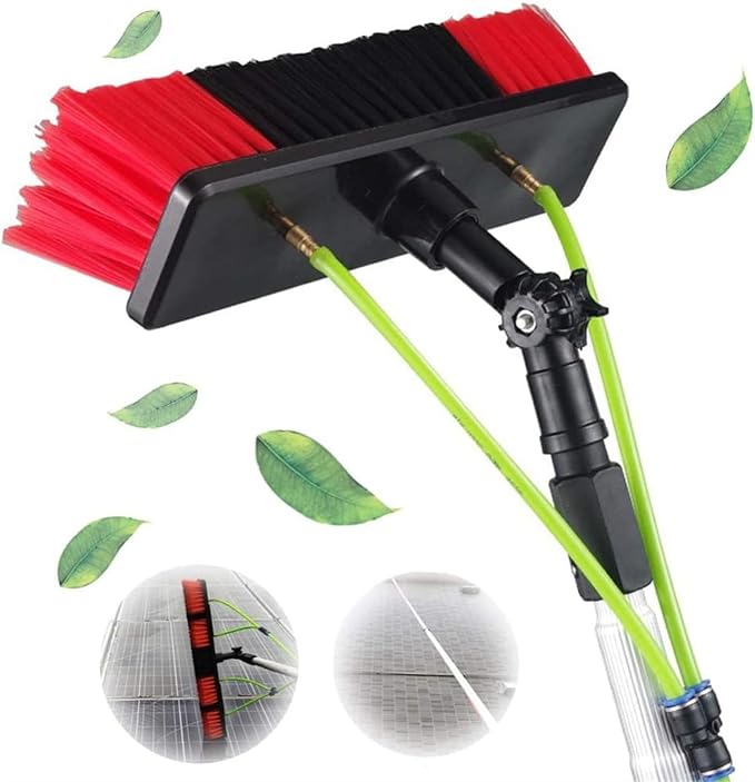 Window Cleaning Pole Water Fed Telescopic Brush Extendable Cleaner Conservatory Roof Cleaning Tools for Photovoltaic Panel Cleaning Trucks Windows Brush Head(Color : 5m/1