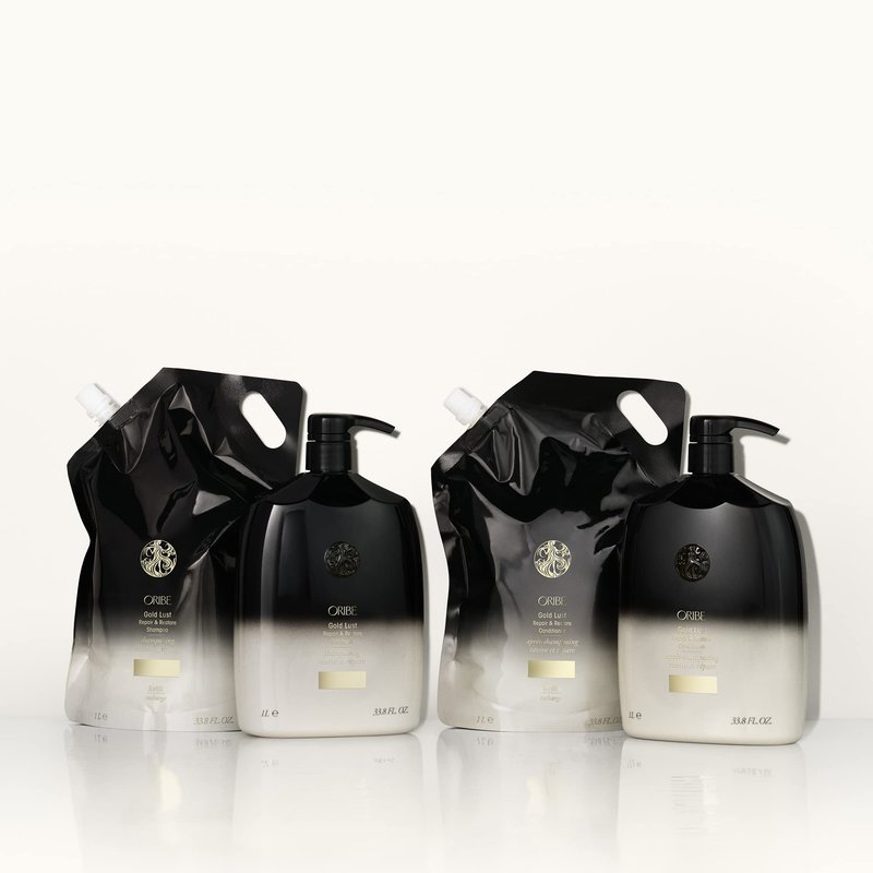 Oribe Gold Lust Repair & Restore Conditioner - Repairs & Prevents Damage - Strengthens & Moisturizes Dry Strands - Helps Reduce Split Ends - For Damaged Hair - 33.8 oz (Liter Refill)
