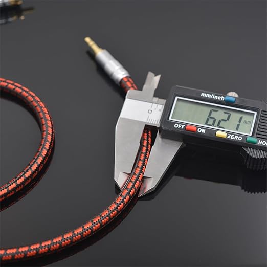 Primeda Audiophile High Purity Copper Aux Audio Cable 3.5mm Male to 3.5mm Male Audio Auxiliary Cord Gold-Plated Stereo HiFi Adapter Cable (Straight to Right Angle, 6.5ft/2m)