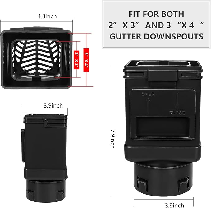Downspout Filter,Leaf Removers,Downspout Filters, Downspout Screen Filters 2X3 and 3X4 drainpipe, (2-pack Brown)
