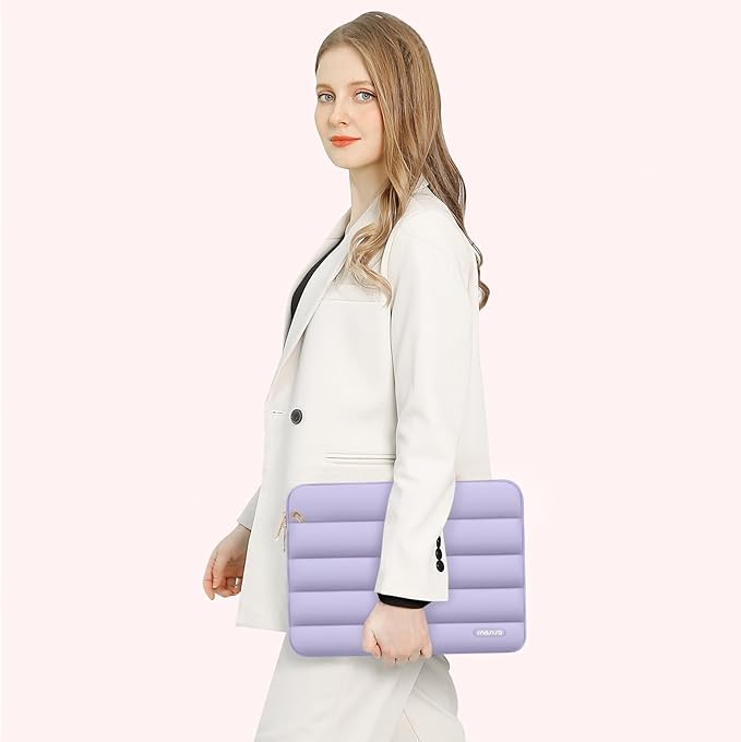 MOSISO Laptop Case 13.3 inch,13-13.3 inch Puffy Laptop Sleeve Compatible with MacBook Neo/Air 13.6 M5 M4 M3 M2 M1/Pro 13/14,HP Dell ASUS Lenovo,Polyester Horizontal Bag with Small Case, Purple
