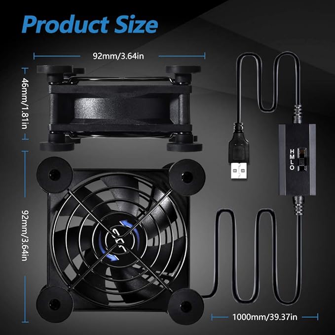SCCCF Quiet 80mm USB Fan, 5V USB Portable Cooling Fan for Flat Panel Xbox DVR PlayStation Router TV Receiver Computer Cabinet Cooler