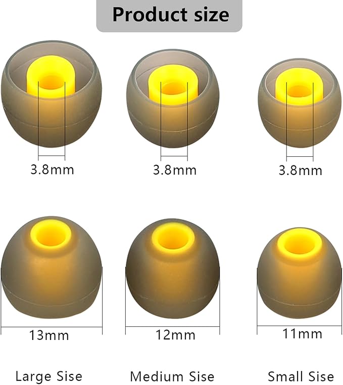 MMYQXI Earbud Replacement Tips Silicone Earbud Tips Earbud Covers Fit for in-Ear Headphones (Inner Hole 3.8mm -5.1mm) Earbud Rubber Tips Eartips 9 Pairs S/M/L
