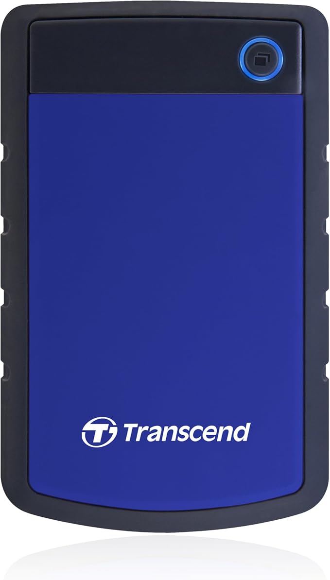 Transcend StoreJet 1TB External Hard Drive, for PS4/PC/Mac/Desktop/Laptop/Xbox, USB3.1(5Gbps)Type-A Portable HDD, One Touch Auto-Backup/Shock Resistant/Three-stage shock protection system(TS1TSJ25H3B)