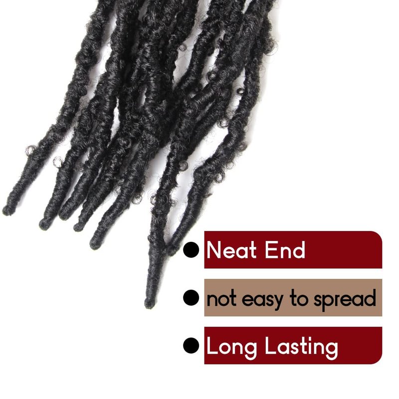 BOHOBABE 18 Inch Light Weight Butterfly Locs Crochet Hair 8 Packs Long Black Distressed Butterfly Faux Locs Crochet Hair, 1B