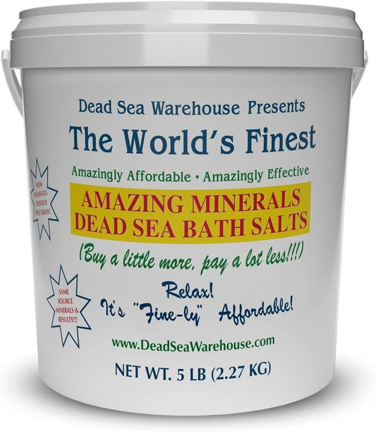 Dead Sea Bath Salts - 100% Mineral Therapeutic Formula for Detox & Moisturizing | Unscented 5 lbs