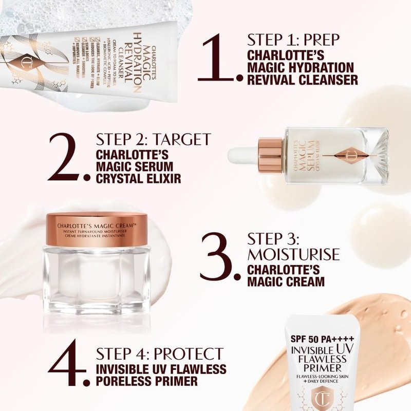 Charlotte Tilbury Magic Cream with Hyaluronic Acid - Hydrating Face Moisturizer for Dry Skin - Anti-Aging Face Cream with Vitamins C & E, Peptides to Smooth & Firm for Perfect Makeup Base (50ml)