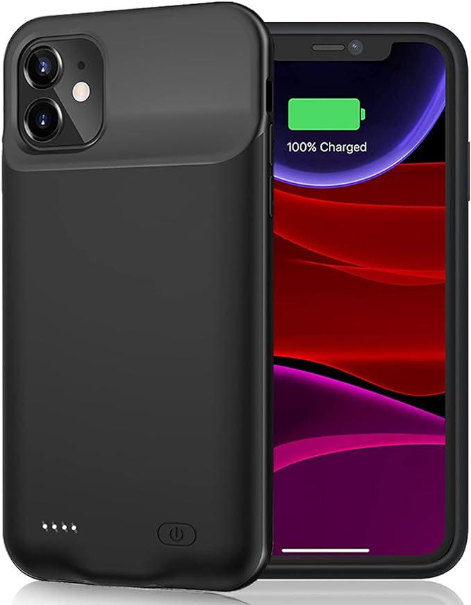 JBUBN Battery Case for iPhone 11, 7000mAh Slim Portable Rechargeable Smart Protective Pack Cover Power Bank Charging Case Compatible with iPhone 11 (6.1 inch) Extended Battery Charger Cover(Black)