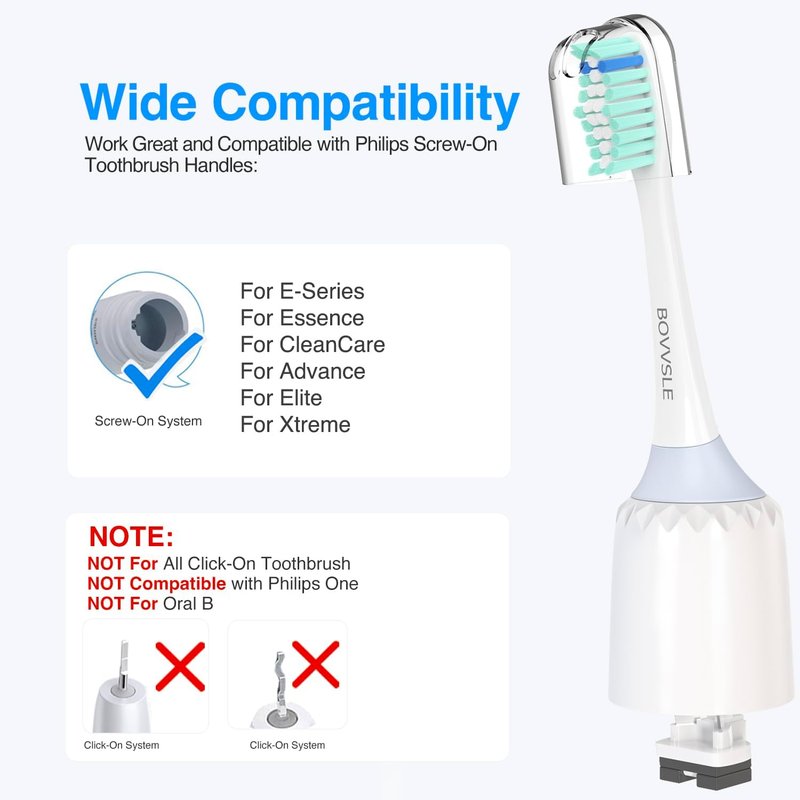 Replacement Toothbrush Heads for Philips Sonicare - E-Series & Essence Compatible | Green & White
