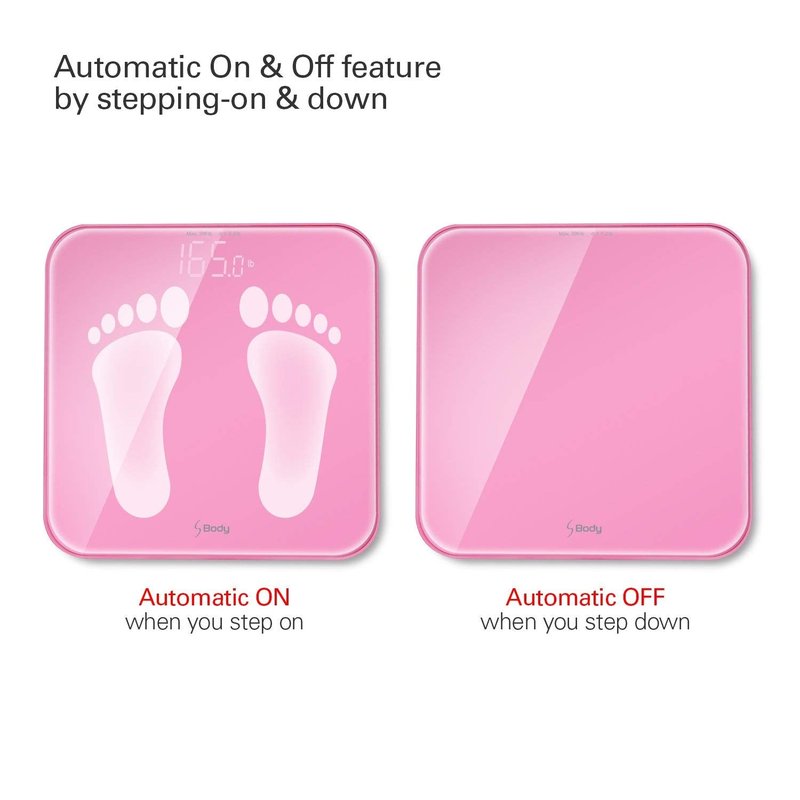 VisionTechShop S Body High Precision Ultra Wide Digital Body Weight Bathroom Scale up to 396lb/180kg, Super-Clear Large LED Display,Step-On Technology, Pink
