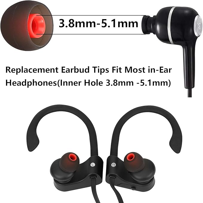 MMYQXI Silicone Replacement Earbud Tips Earbud Covers Ear Tips Fit for in-Ear Headphones (Inner Hole 3.8mm -5.1mm) Earbud Replacement Tips 9 Pairs