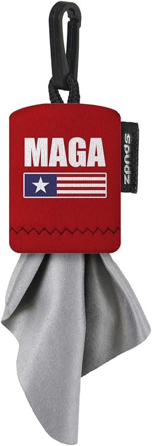 SPUDZ Classic Microfiber Lens Cleaner – Clip-On Pouch, Washable – for Binoculars, Scopes, Glasses, Screens | Classic | MAGA, 6 x 6 Inch (2-Pack)