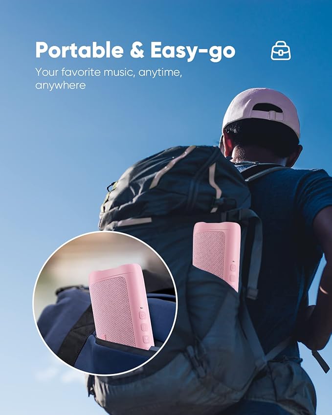 Bluetooth Speaker, 20W HD Sound, Portable Wireless, IPX5 Waterproof, Up to 24H Playtime, TWS, for Home/Party/Outdoor/Camping/Beach Essentials, Birthday Gift for Fathers Day Men Dad Husband (Pink)