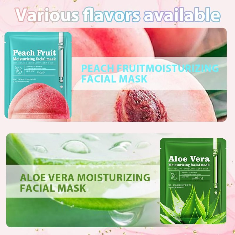Hydrating Face Sheet Mask - Moisturizing Spa Treatment for Sensitive Skin | Pack of 12