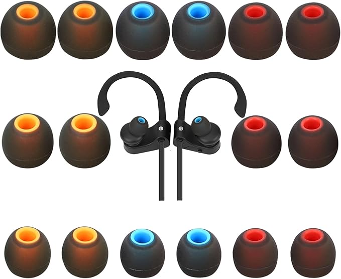 TSZYYM Earbud Tips Ear Bud Tips Soft Anti Slip Washable and Reusable Silicone Replacement Earbud Tips Fit Most in-Ear Earbuds(Inner Hole 3.8mm -5.1mm) 18pcs S M L