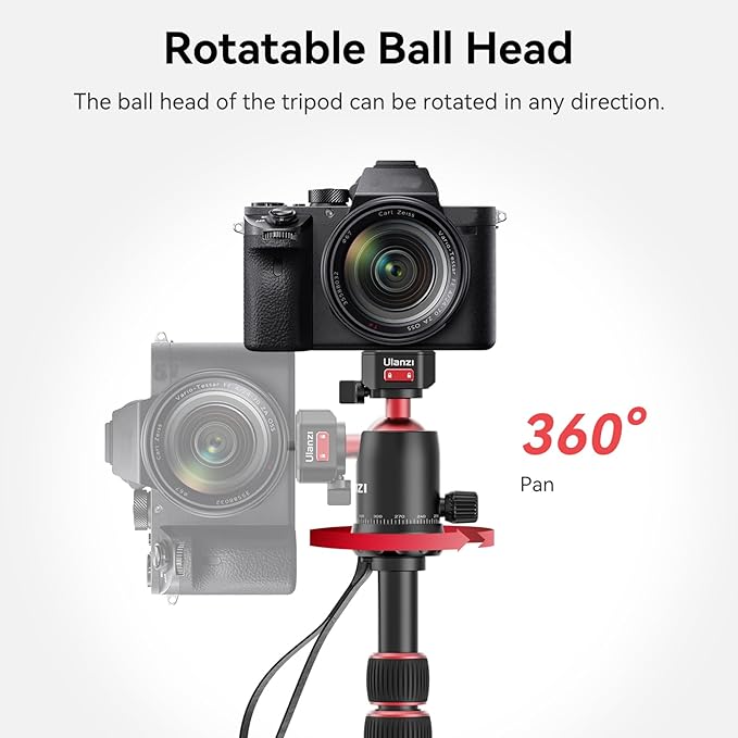 ULANZI TT31 72.4" Claw Quick Release Aluminum Camera Tripod & Monopod, Panorama 360° Ball Head Detachable w 180°Revertible Legs, Up Load 8.82lb, for Sony/Canon/Nikon/Fujifilm and More