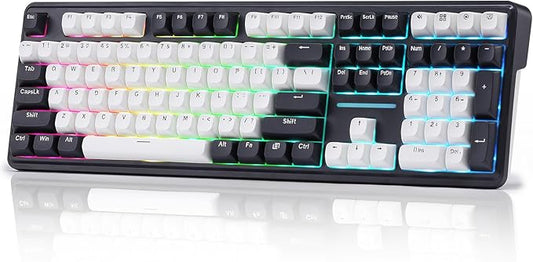 Redragon K745 PRO Wireless Gasket RGB Gaming Keyboard, 108 Keys Mechanical Keyboard w/Extra 4 Hotkeys, Hot-Swap Socket, 5-Layer Noise Dampening, See-Through Round PBT Keycaps, Mint Mambo Switch