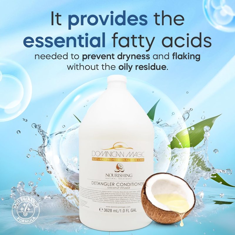 Coconut Detangler Conditioner Gallon - Salon-Grade Hair Conditioner for Dry Hair- Coconut Conditioner with Natural Ingredients to Hydrate & Nourish- Hydrating Conditioner for Silky, Shiny Hair- 128 Oz
