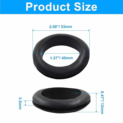 Kyuionty 12 Pcs Rubber Grommets, 1-9/16" Inside Diameter 1-3/4" Drill Hole Rubber Wire Grommets O Ring Grommets for Wire, Firewall, Cables, Plugs, Automotive