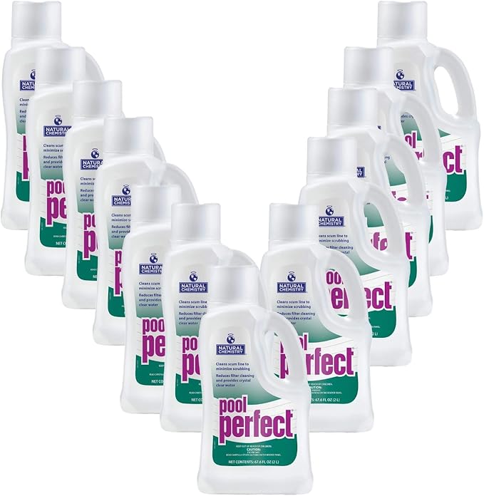 Natural Chemistry Pool Perfect, 2 L, 12 Pack, Pool Cleaner to Eliminate Contaminant, Debris, and Other Residue