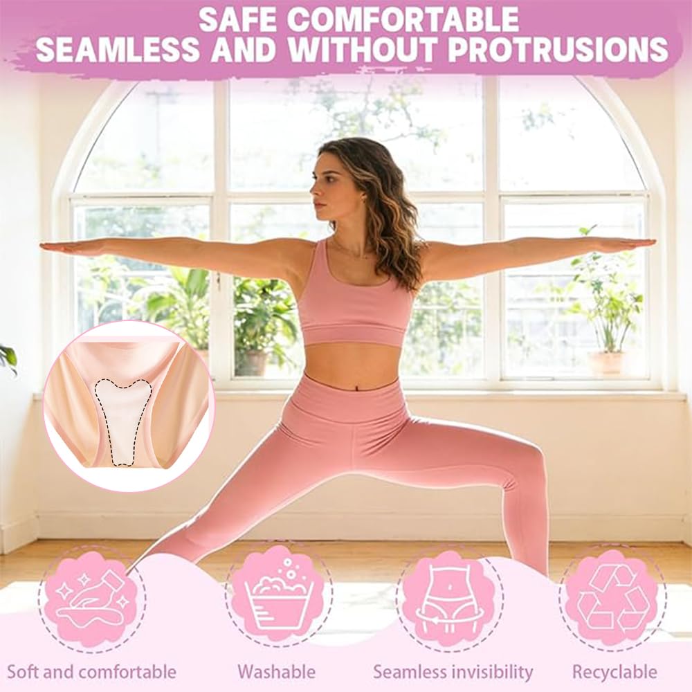 Female Crotch Privacy Guard - Seamless Adhesive Contouring Inserts for Leggings, Swimwear & Yoga Pants - Invisible Comfort Shield for Women's Activewear - Reusable Silicone Concealer Protective Pads