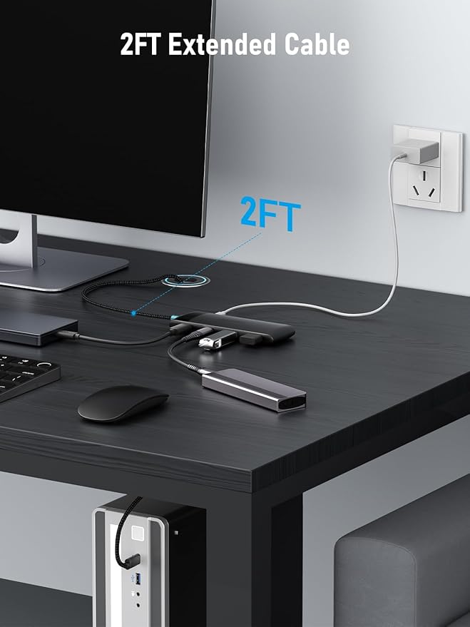 USB C Hub with 10Gbps 2 USB3.2 & 2 USB C 3.2, Charging Port,HDMI to USB C Dongle Multiport Digital AV Converter for MacBook Pro/Air, iPad, Tablets, Switch,
