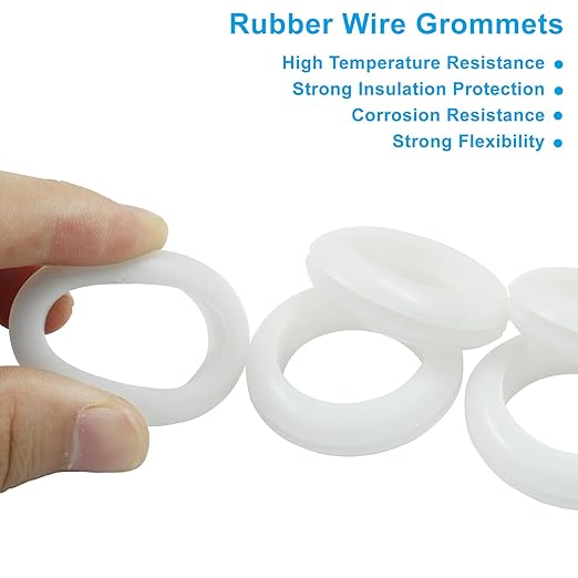 Kyuionty 12 Pcs Rubber Grommets, 0.98" Inside Diameter 1" Drill Hole Rubber Wire Grommets O Ring Grommets for Wire, Firewall, Cables, Plugs (White)