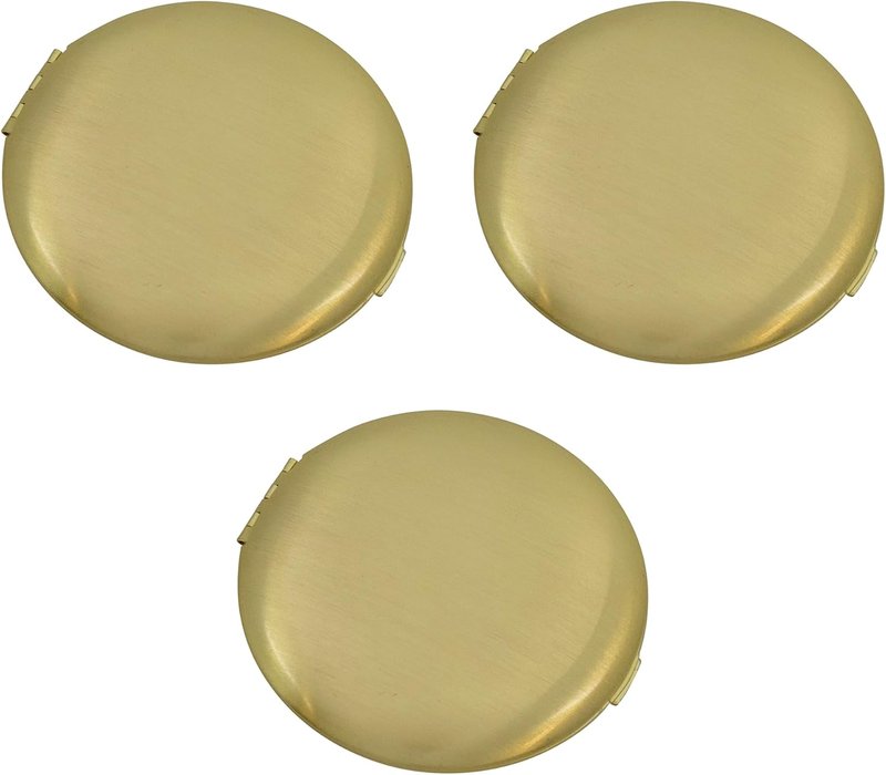 Double-Sided Magnifying Compact Mirrors - Set of 3 with Brushed Metal Finish | Gold Round Design