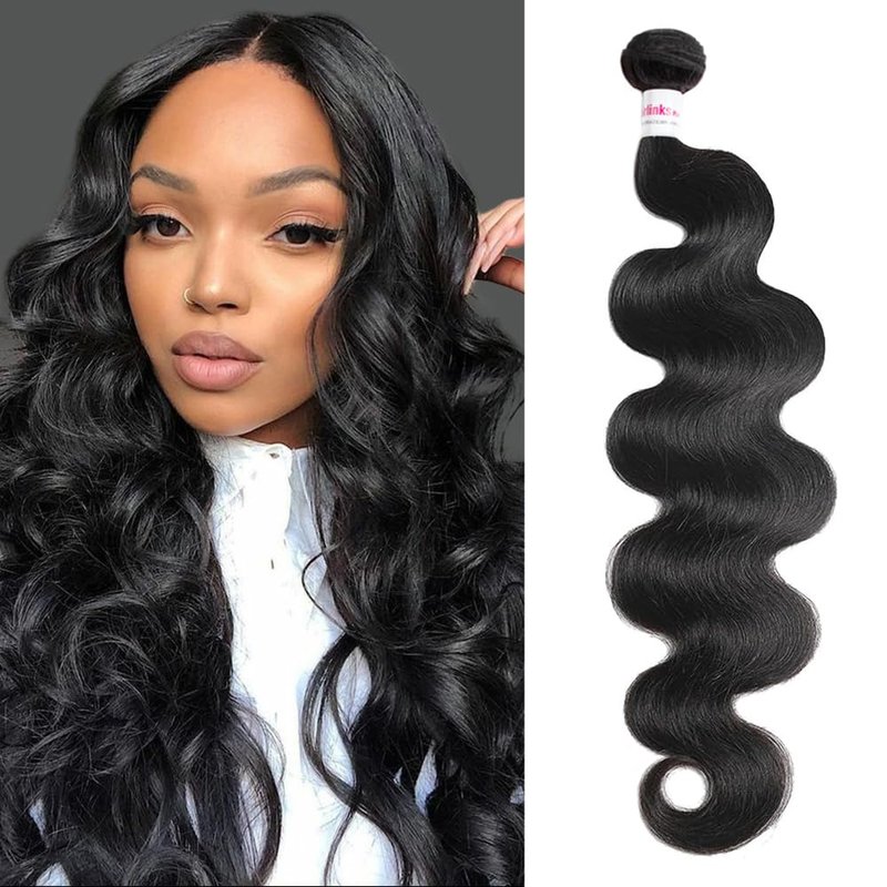 XEILOHO 12A Body Wave Bundles Human Hair 24 inch Brazilian Virgin Human Hair Bundles 100% Unprocessed Body Wave Weft Extensions Quick Weave Natural Black (24inch 100g)