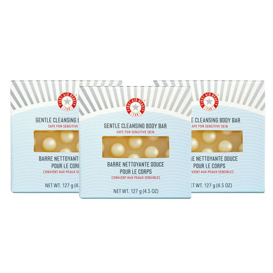 First Aid Beauty Gentle Cleansing Bar - Luxurious Fragrance-Free Soap with Squalane & Shea Butter | 4.5 oz, 3ct