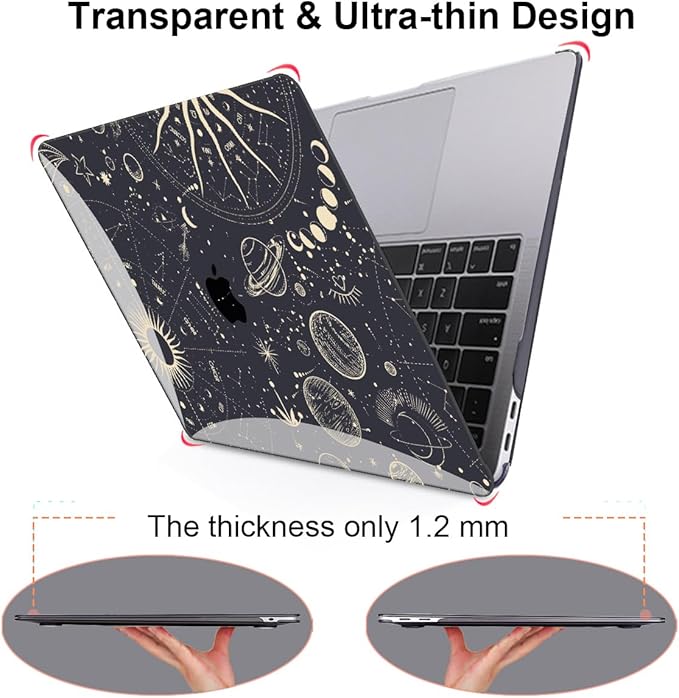 LCMOCICO Compatible with MacBook Pro 13 inch Case 2022 2021-2016 A2338 M2/M1 A2251 A2289 A2159 A1989 A1706 Model, Pattern Plastic Hard Shell Keyboard Cover Screen Film Webcam Cover, Constellation