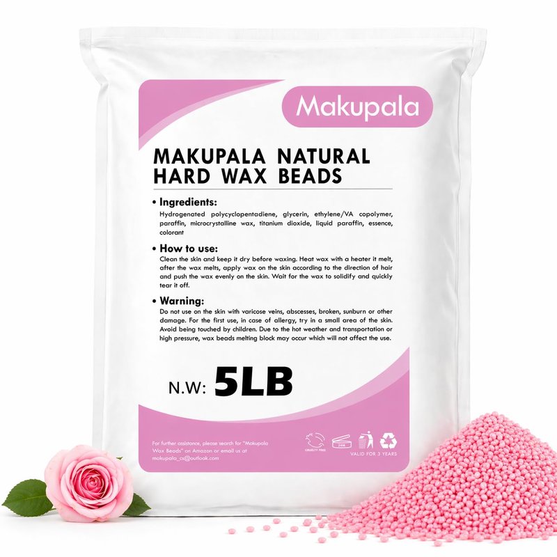 32 oz Hard Wax Beads, 2lb Waxing Beads for Full-Body Hair Removal, Brazilian & Bikini, Legs Underarms Face at Home & Professional Salon Refill Bulk Rosin-Free Natural Wax Bean for Sensitive Skin