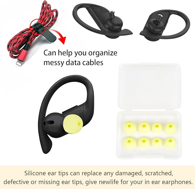 MQIMY Silicone Earbud Tips Replacement Ear Tips Compatible with Powerbeats Pro Beats Wireless Earphone Headphones Earbud Covers 4 Pairs