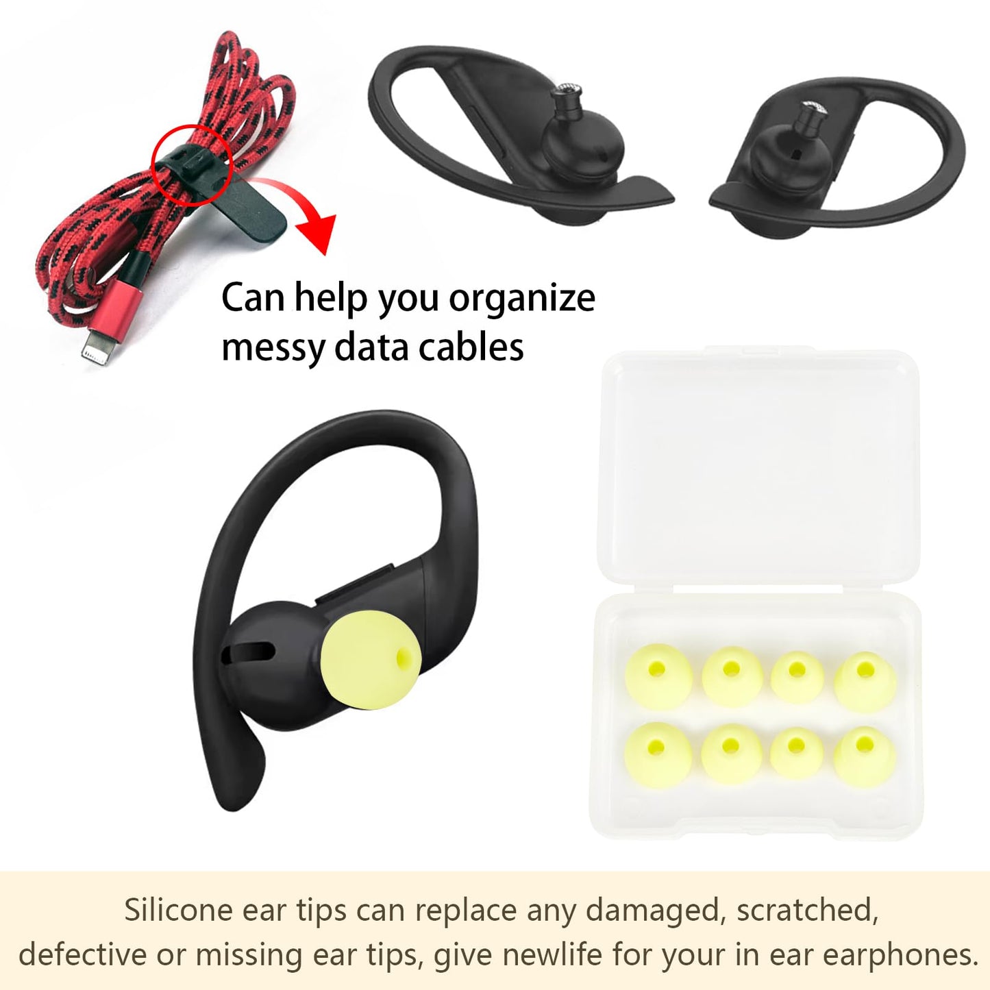 MQIMY Silicone Earbud Tips Replacement Ear Tips Compatible with Powerbeats Pro Beats Wireless Earphone Headphones Earbud Covers 4 Pairs