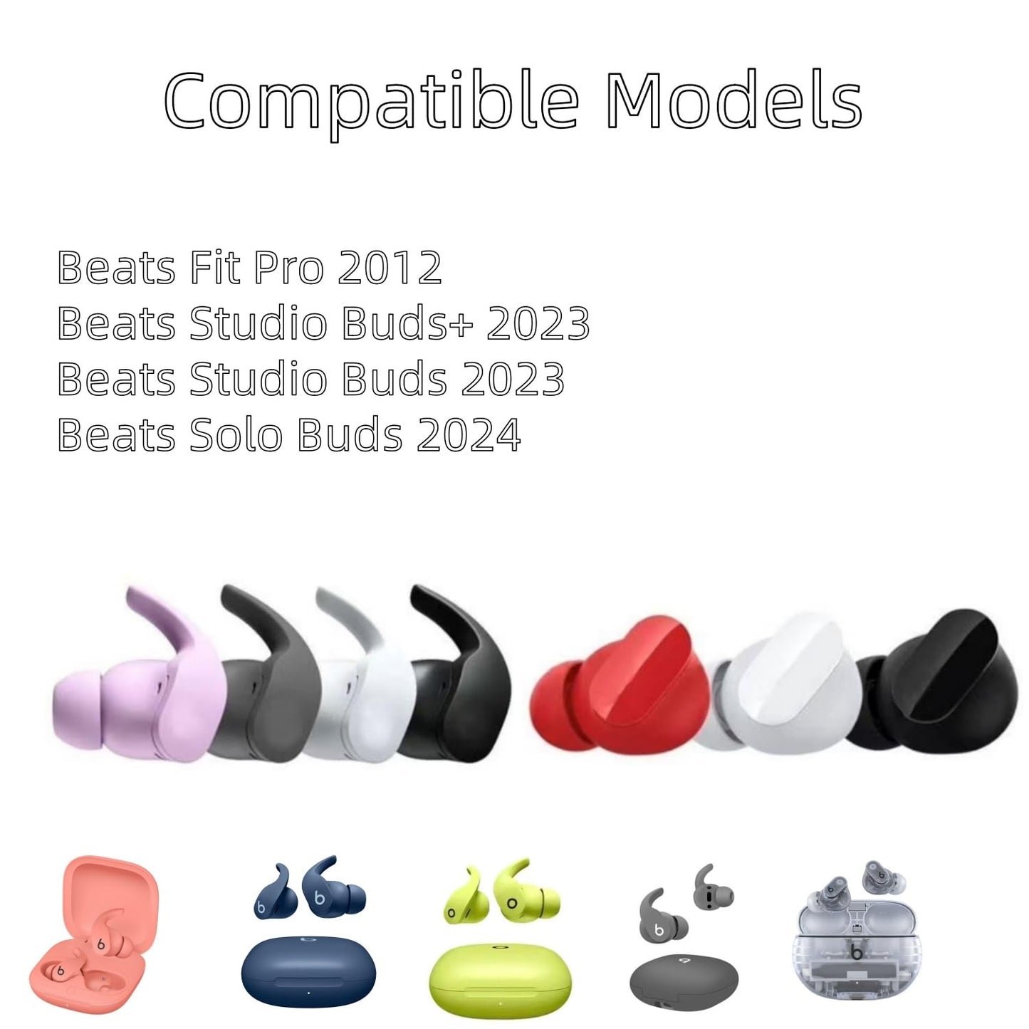 Aginkgo Replacement Ear Tips for Beats Fit Pro, Beats Studio Buds+, Beats Studio Buds, Beats Solo Buds Silicone Earbuds Washable Noise Isolation, Fit in The Charging Case, 6 Pairs S/M/L (Black)