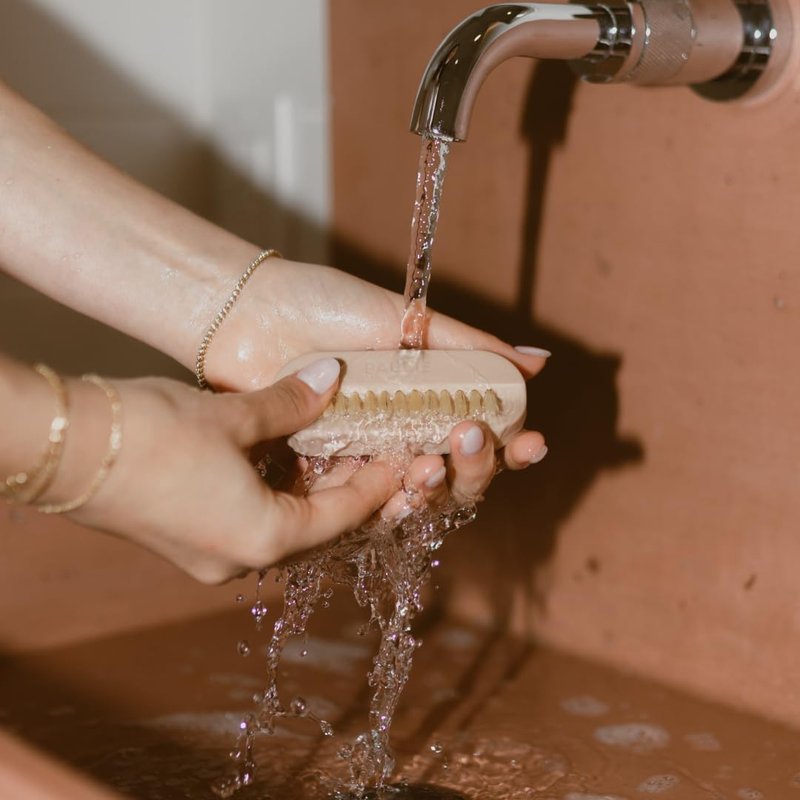 PAUME Hand & Nail Brush - Natural Boar-Bristle Exfoliator for Deep-Cleaning Hands | Wooden Handle