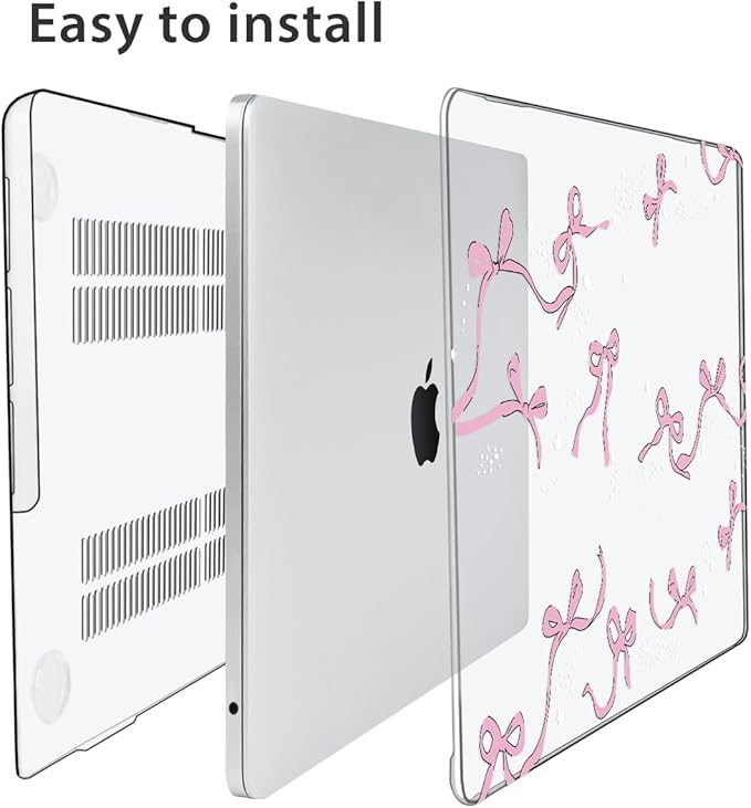 HOHAIYOO Compatible with MacBook Air 13.6 inch Case 2026 2025 2024-2022 Release M5 A3449 M4 A3240 M3 A3113 M2 A2681 with Touch ID, Plastic Hard Shell&Keyboard Cover&Screen Protector&Webcam Cover, Bows