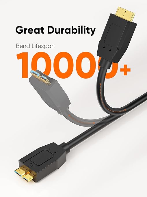 CableCreation USB C to Micro B Short Cable 2FT, 10G Micro B to USB C External Hard Drive Cable for iPhone 15/16/17,Samsung Galaxy S24,Seagate WD Westgate My Passport,MacBook Pro/Air, iPad/Tablet