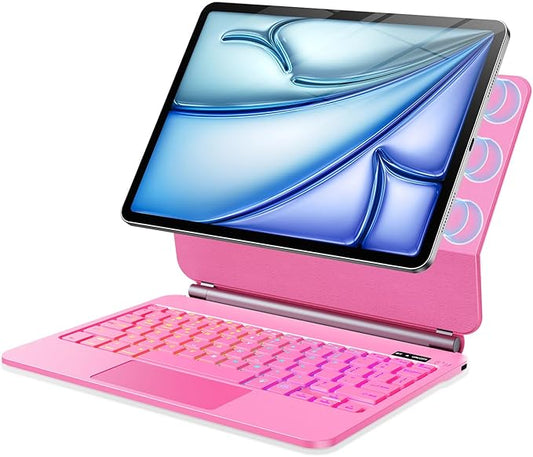 LINHUANXILE Keyboard Case for iPad Air 13 inch,iPad Pro 12.9 inch (3/4/5/6th Gen),Easy-Set Floating Cantilever Stand Magic Magnetic Case- Multi-Touch Trackpad Backlit Keyboard