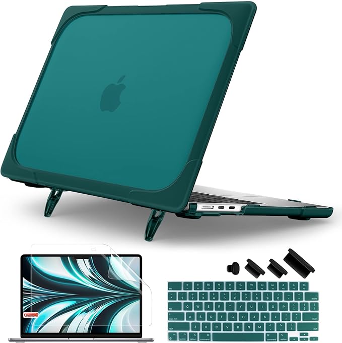 Batianda FlexStand Heavy Duty Case for MacBook Air 13.6 inch, Matte Teal