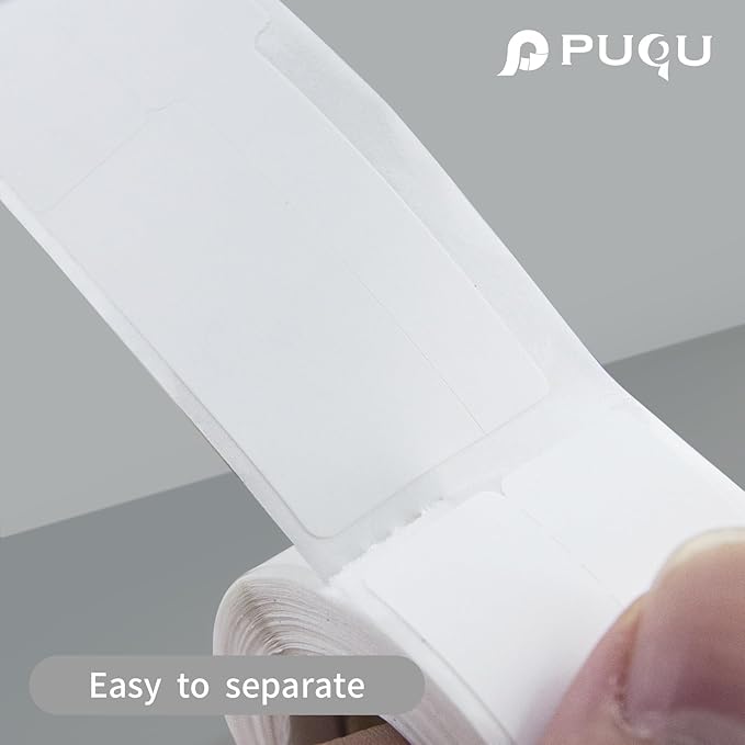 PUQU 30x15mm Direct Thermal Sticker Labels, Self-Adhesive All-Purpose Label Maker Tape, Compatible with AQ Series Label Printer, Refills Standard Laminated Office Labeling, 6 Rolls, 2400 Labels