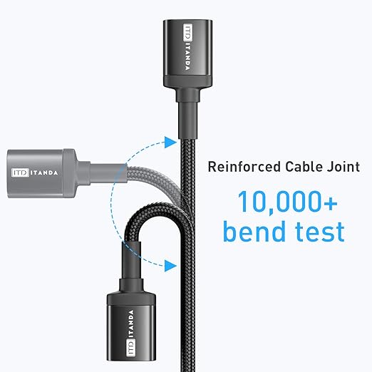 ITD ITANDA 6FT USB Extension Cable USB 3.0 Extension Cord Type A Male to Female 5Gbps Data Transfer for Keyboard, Mouse, PlayStation, Xbox, Flash Drive, Printer, Camera and More, Black