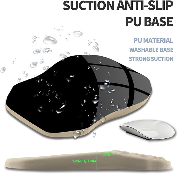 Gleamtide Ergonomic Raised Mouse Pad Wrist Support with Bilateral Slope Memory Foam Mousepad for Wrist Rest and Carpal Tunnel Pain Relief 11.8x7.9〃 Khaki