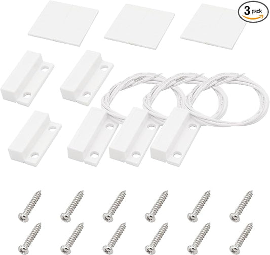 FOCMKEAS 3Pcs Magnetic Reed Switch Wired Surface Mount Normally Open NO Contact Sensor Alarm Magnetic Door Switch with 2 Wires, ABS, MC-38
