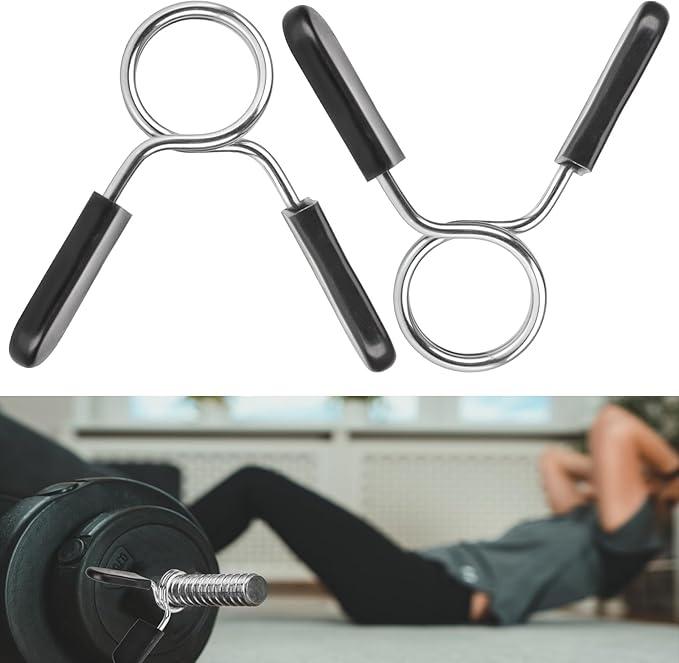 Spring Clip Collars 1 Inch Olympic Barbell Clamps Dumbbell Clips Weight Bar Clips for Weightlifting, Powerlifting, Strength Training (1 Pair)
