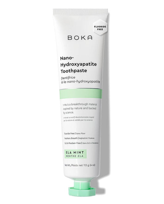 Boka Fluoride Free Toothpaste, Nano Hydroxyapatite Toothpaste, Appropriate for Sensitive Teeth - for Adult Oral Care - Ela Mint Flavor, 4 Fl Oz 1Pk