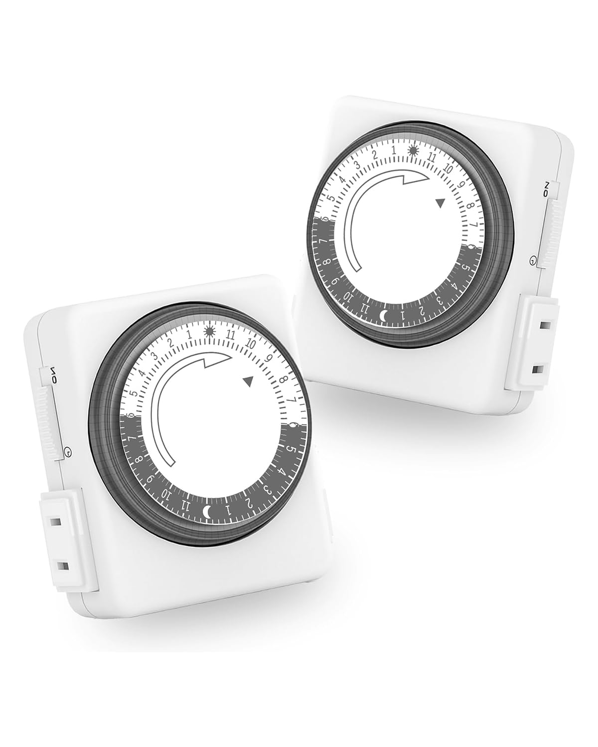 HBN Outlet Timer for Electrical Outlets Indoor, 24 Hour Mechanical Light Timers for Lamps, Dual 2-Prong Plug-in Outlets, 15-Minute Intervals, Heavy Duty Daily Cycle, 2 Pack