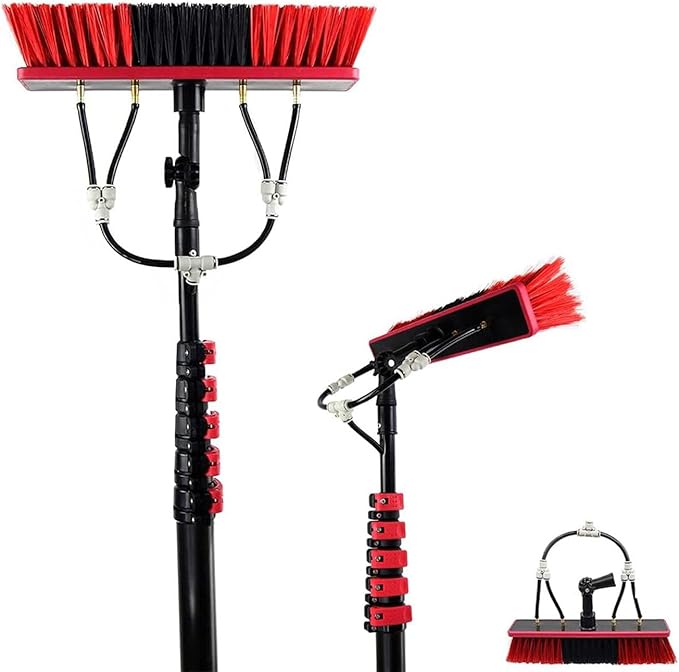 6m Solar Panel Cleaning Brush and Pole,Photovoltaic Panel CleaningTrucks Windows Water Fed Extendable Brush Roof Cleaning Tools Conservatory roof Cleaner,30cm-5.4m